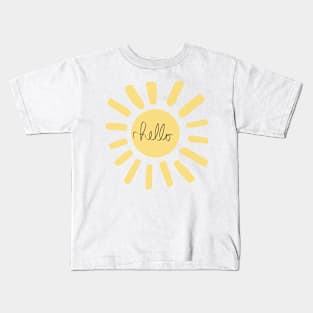 Cursive Hello Yellow Sun Kids T-Shirt